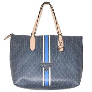 GUESS Logo Print Blue Stripe Large Tote Bag